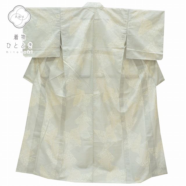 Vintage Japanese Kimono | Tsumugi Kimono | White Silk | Geometric Pattern | Unlined | Size M-L | Sustainable | rr0171b