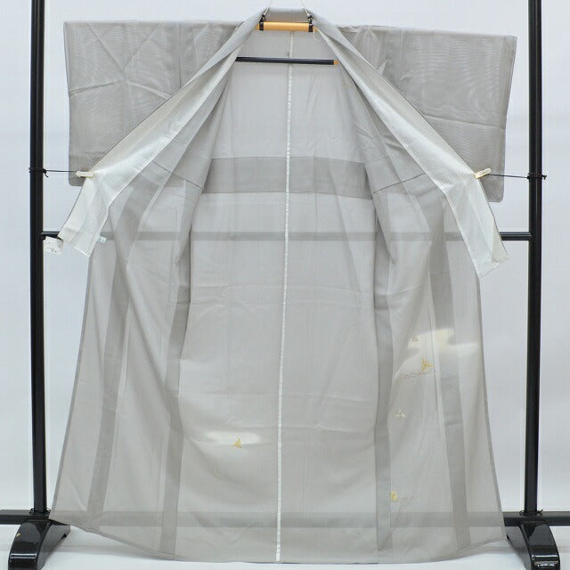 Vintage Japanese Kimono | Tsukesage Kimono | Gray Silk Ro | Botanical Embroidery | One Crest | Unused | Sustainable | rr0183b