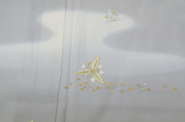 Vintage Japanese Kimono | Tsukesage Kimono | Gray Silk Ro | Botanical Embroidery | One Crest | Unused | Sustainable | rr0183b