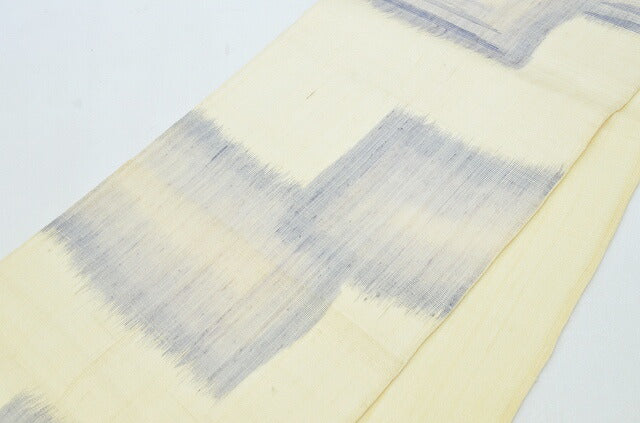 Vintage Japanese Obi | Summer Fukuro Obi | Cream Silk Linen | Geometric Pattern | Casual | Sustainable | rr0199b