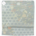 Vintage Japanese Obi | Summer Fukuro Obi | Gray Silk Blend | Botanical Pattern | Formal | Sustainable | rr0212b