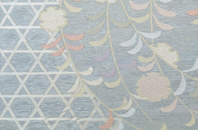 Vintage Japanese Obi | Summer Fukuro Obi | Gray Silk Blend | Botanical Pattern | Formal | Sustainable | rr0212b