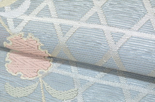 Vintage Japanese Obi | Summer Fukuro Obi | Gray Silk Blend | Botanical Pattern | Formal | Sustainable | rr0212b