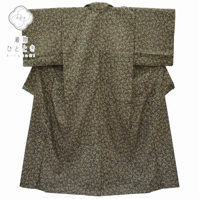 Vintage Japanese Kimono | Tsumugi Kimono | Brown Silk | Arabesque Pattern | Artist Signed | Size M | Sustainable | rr0277b