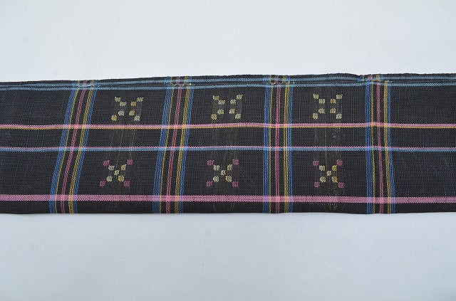 Vintage Japanese Obi | Summer Nagoya Obi | Black Silk Ro | Stripe Pattern | Casual | Sustainable | rr0309b