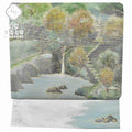Vintage Japanese Obi | Fukuro Obi | Silver Silk | Landscape Pattern | Mother of Pearl Inlay | Sustainable | rr0363b