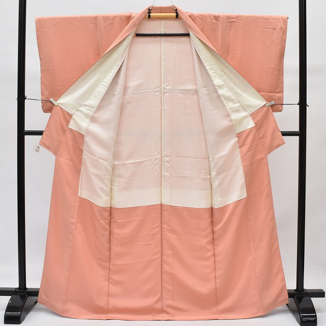 Vintage Japanese Kimono | Iro-Muji Kimono | Pink Orange Silk | One Crest | Size M | Sustainable | rr0365b