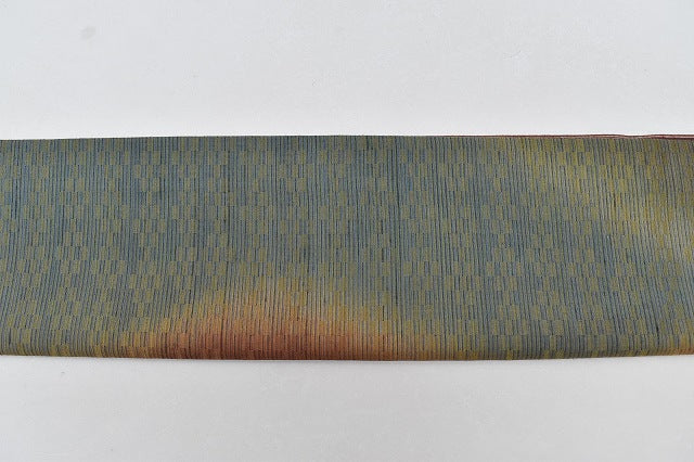 Vintage Japanese Obi | Reversible Fukuro Obi | Brown Green Silk | Geometric Pattern | Casual | Sustainable | rr0381b