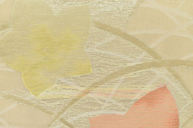 Vintage Japanese Obi | Summer Fukuro Obi | Beige Mixed Weave | Bellflower Pattern | Formal | Sustainable | rr0395b
