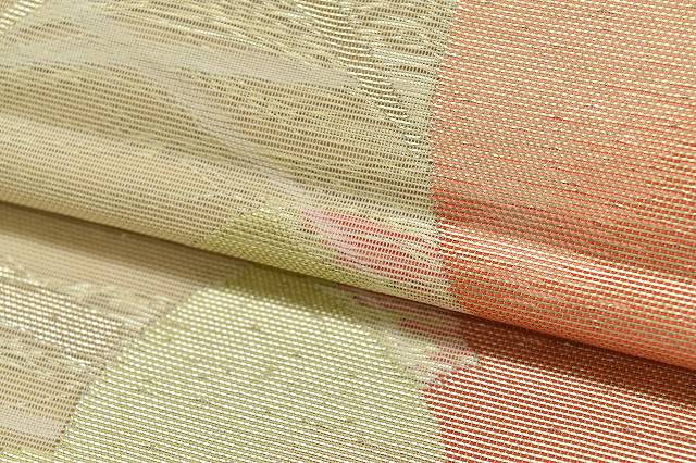 Vintage Japanese Obi | Summer Fukuro Obi | Beige Mixed Weave | Bellflower Pattern | Formal | Sustainable | rr0395b