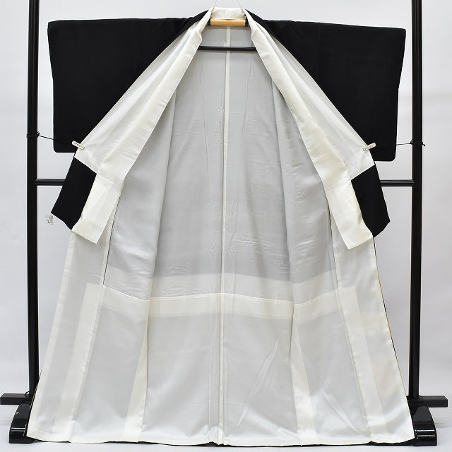 Vintage Japanese Kimono | Black Tomesode Kimono | Silk | Five Family Crests | Festival Pattern | Size L | Sustainable | rr0424b