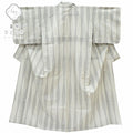 Vintage Japanese Kimono | Tsumugi Kimono | Gray Silk | Tatewaku Pattern | Unlined | Size SS-L | Sustainable | rr0429b