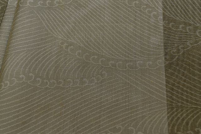 Vintage Japanese Kimono | Komon Kimono | Green Silk Sha | Wave Pattern | Summer | Size S | Sustainable | rr0474b