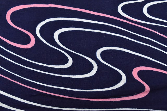 Vintage Japanese Yukata | Women's Yukata | Navy Cotton | Stream Pattern | Chusen Dyed | Size S | Sustainable | rr0506b