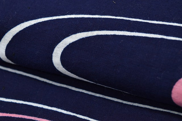 Vintage Japanese Yukata | Women's Yukata | Navy Cotton | Stream Pattern | Chusen Dyed | Size S | Sustainable | rr0506b