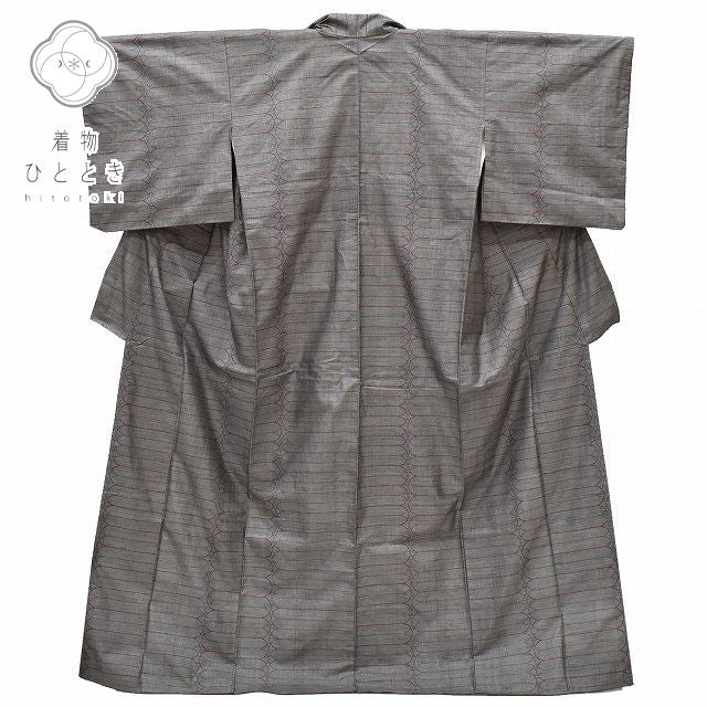 Vintage Japanese Kimono | Oshima Tsumugi Kimono | Brown Silk | Stripe Pattern | Mud-dyed | Size M | Sustainable | rr0522b