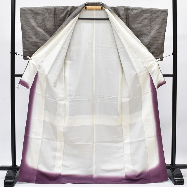 Vintage Japanese Kimono | Oshima Tsumugi Kimono | Brown Silk | Stripe Pattern | Mud-dyed | Size M | Sustainable | rr0522b