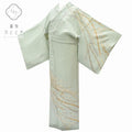 Vintage Japanese Kimono | Houmongi Kimono | Green Silk | Cherry Blossom Embroidery | Size L | Sustainable | rr0524b