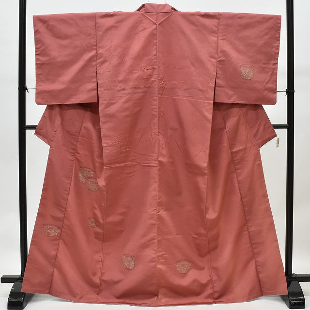 Vintage Japanese Kimono | Tsumugi Kimono | Pink Brown Silk | Vessel Pattern | Size M-L | Sustainable | rr0561b