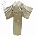 Vintage Japanese Kimono | Tsukesage Kimono | Gray Brown Silk Rinzu | Diamond Pattern | Size M-LL | Sustainable | rr0565b