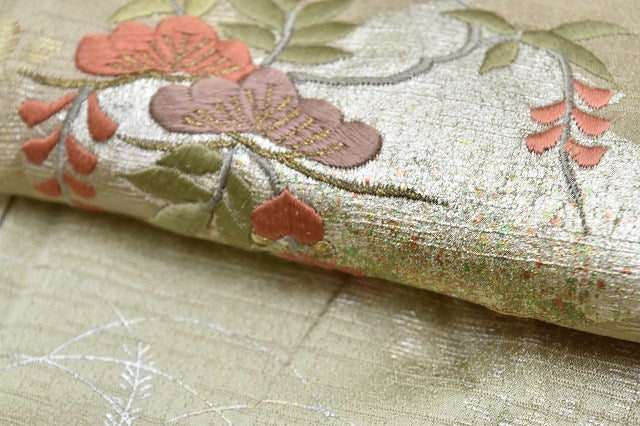 Vintage Japanese Kimono | Tsukesage Kimono | Gray Brown Silk Rinzu | Diamond Pattern | Size M-LL | Sustainable | rr0565b