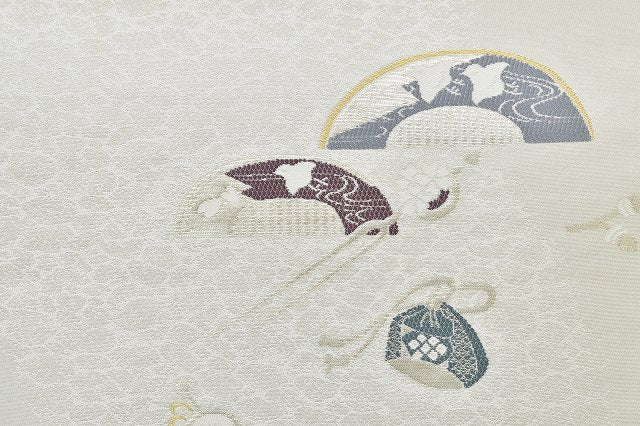 Vintage Japanese Obi | Fukuro Obi | Gray Silk | Comb Pattern | Formal | Sustainable | rr0573b