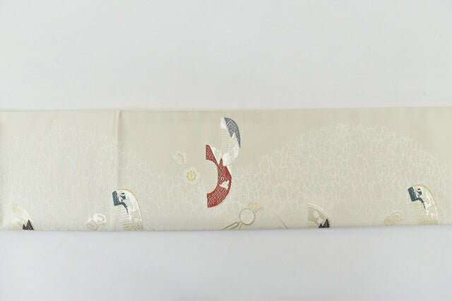 Vintage Japanese Obi | Fukuro Obi | Gray Silk | Comb Pattern | Formal | Sustainable | rr0573b