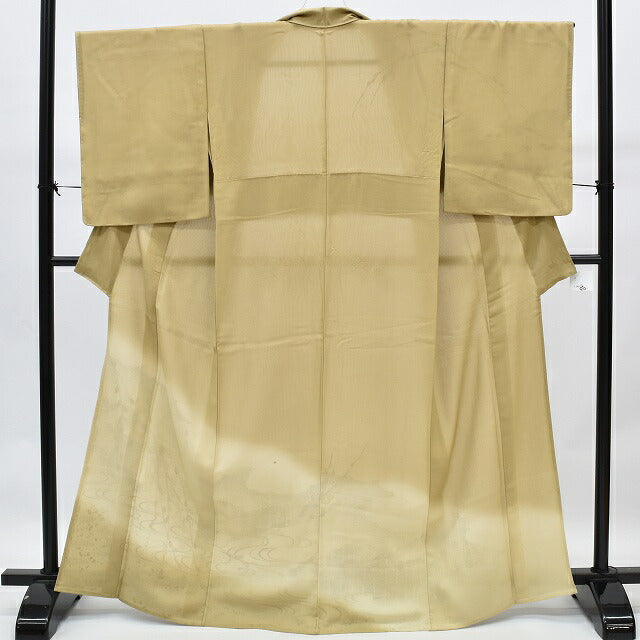 Vintage Japanese Kimono | Houmongi Kimono | Brown Silk Sha-awase | Stream Floral Pattern | Size S | Sustainable | rr0607b