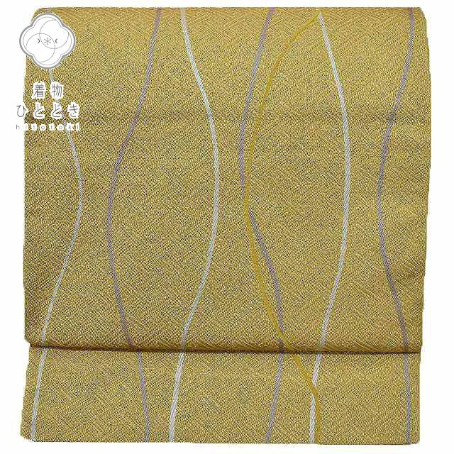 Vintage Japanese Obi | Kyo-Bukuro Obi | Brown Synthetic | Wavy Stripe Pattern | Casual | Sustainable | rr0624b
