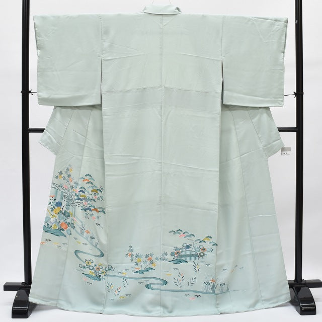 Vintage Japanese Kimono | Iro-Tomesode Kimono | Green Silk | Four Seasons Floral | One Crest | Size M-L | Sustainable | rr0640b