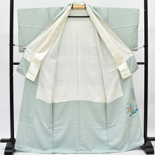 Vintage Japanese Kimono | Iro-Tomesode Kimono | Green Silk | Four Seasons Floral | One Crest | Size M-L | Sustainable | rr0640b
