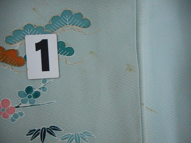 Vintage Japanese Kimono | Iro-Tomesode Kimono | Green Silk | Four Seasons Floral | One Crest | Size M-L | Sustainable | rr0640b