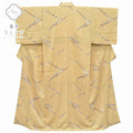 Vintage Japanese Kimono | Komon Kimono | Light Brown Silk Crepe | Tanzaku Poem Card Pattern | Size M | Sustainable | rr0645b