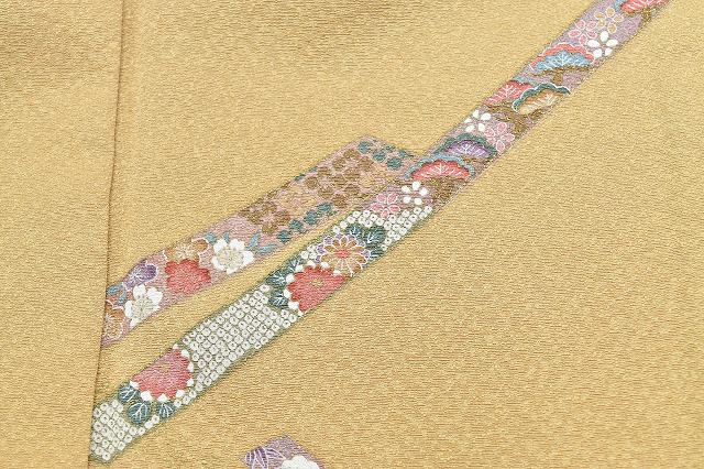 Vintage Japanese Kimono | Komon Kimono | Light Brown Silk Crepe | Tanzaku Poem Card Pattern | Size M | Sustainable | rr0645b