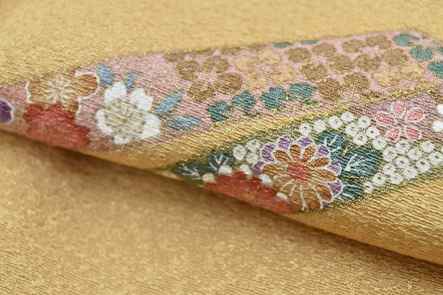 Vintage Japanese Kimono | Komon Kimono | Light Brown Silk Crepe | Tanzaku Poem Card Pattern | Size M | Sustainable | rr0645b