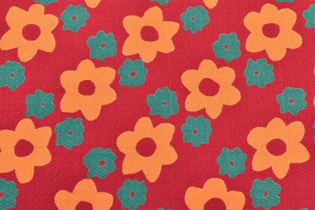 Vintage Japanese Kimono | Girl's Pre-tied Obi | Red Cotton | Floral Pattern | Unused | Kids | Sustainable | rr0652b