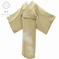 Vintage Japanese Kimono | Tsukesage Kimono | Beige Silk | Floral Pattern | Tall Size LL | Sustainable | rr0678b