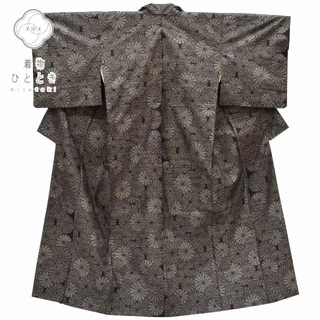 Vintage Japanese Kimono | Oshima Tsumugi Kimono | Brown Silk | Floral Pattern | Mud-dyed | Size S | Sustainable | rr0680b