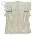 Vintage Japanese Kimono | Komon Kimono | White Green Silk | Mokume Shibori Pattern | Size M | Sustainable | rr0713b