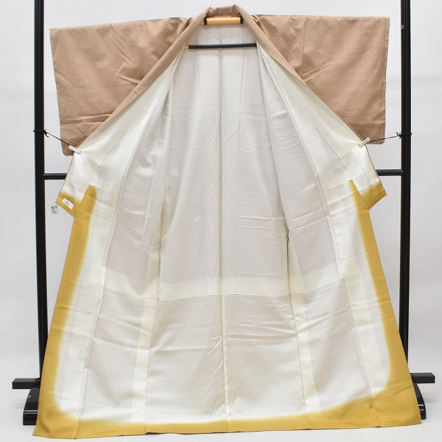 Vintage Japanese Kimono | Yuki Tsumugi Kimono | Light Brown Silk | Unused | Size LL | Sustainable | rr0725b