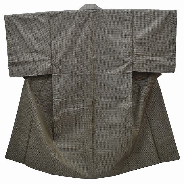 Vintage Japanese Kimono | Men's Kimono & Haori Ensemble | Oshima Tsumugi Silk | Brown Stripe | Sustainable | rr0744b