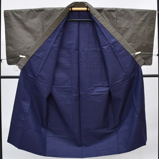 Vintage Japanese Kimono | Men's Kimono & Haori Ensemble | Oshima Tsumugi Silk | Brown Stripe | Sustainable | rr0744b