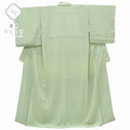 Vintage Japanese Kimono | Iro-Muji Kimono | Green Silk Crepe | One Crest | Hama Chirimen | Unused | Size M | Sustainable | rr0751b