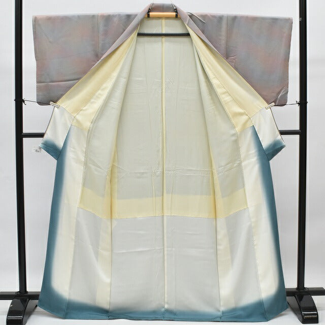 Vintage Japanese Kimono | Iro-Muji Kimono | Gray Blue Silk | Bokashi Pattern | One Crest | Size M | Sustainable | rr0752b