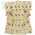 Vintage Japanese Kimono | Tsumugi Kimono | Beige Silk | Kasuri Pattern | Size M | Sustainable | rr0754b