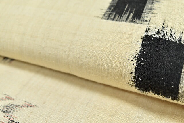 Vintage Japanese Kimono | Tsumugi Kimono | Beige Silk | Kasuri Pattern | Size M | Sustainable | rr0754b