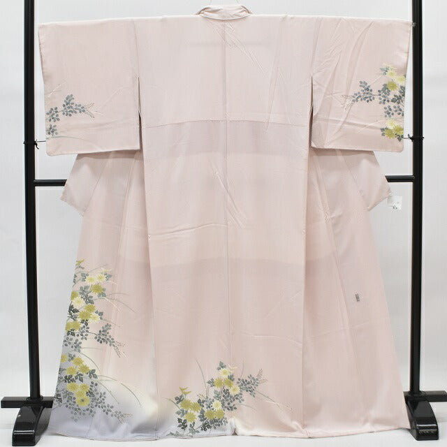 Vintage Japanese Kimono | Houmongi Kimono | Pink Silk | Botanical Yuzen | Artist Signed | Size M | Sustainable | rr0756b
