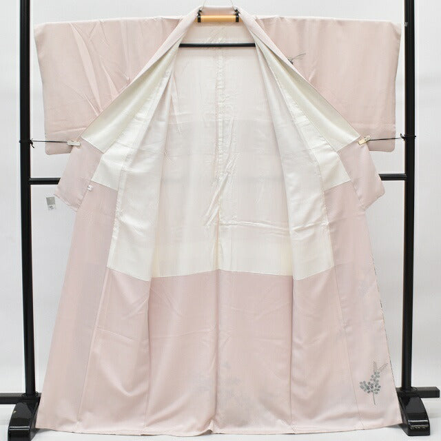 Vintage Japanese Kimono | Houmongi Kimono | Pink Silk | Botanical Yuzen | Artist Signed | Size M | Sustainable | rr0756b