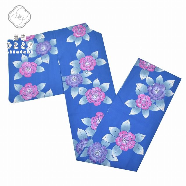 Vintage Japanese Yukata | Women's Yukata | Navy Cotton | Sunflower Pattern | Chusen Dyed | Unused | Size LL | Sustainable | rr0781b