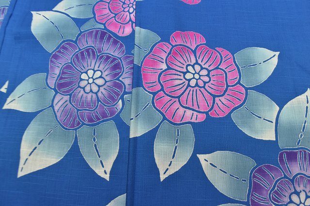 Vintage Japanese Yukata | Women's Yukata | Navy Cotton | Sunflower Pattern | Chusen Dyed | Unused | Size LL | Sustainable | rr0781b